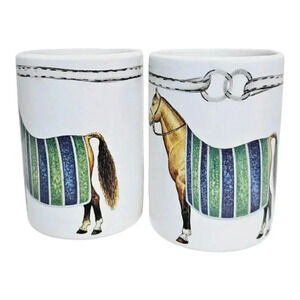 the mane lion  made in Italy Devon horse tumbler set 2pc